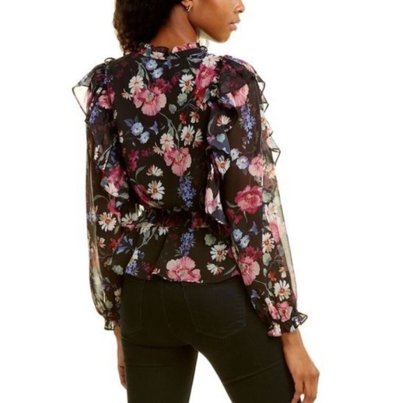 YUMK KIM Berkeley Sunshine Clover Black Floral Blouse Size XS - Picture 11 of 11